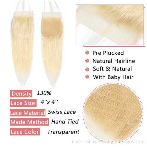 Brazilian Virgin Cuticles Aligned Highlight Blonde 613# Lace Front Closure Straight Virgin Human Hair 613# Lace Frontal